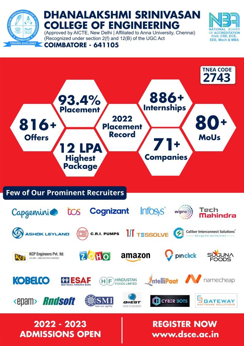 Dhanalakshmi Srinivasan College of Engineering Admission 2026 placement image 3
