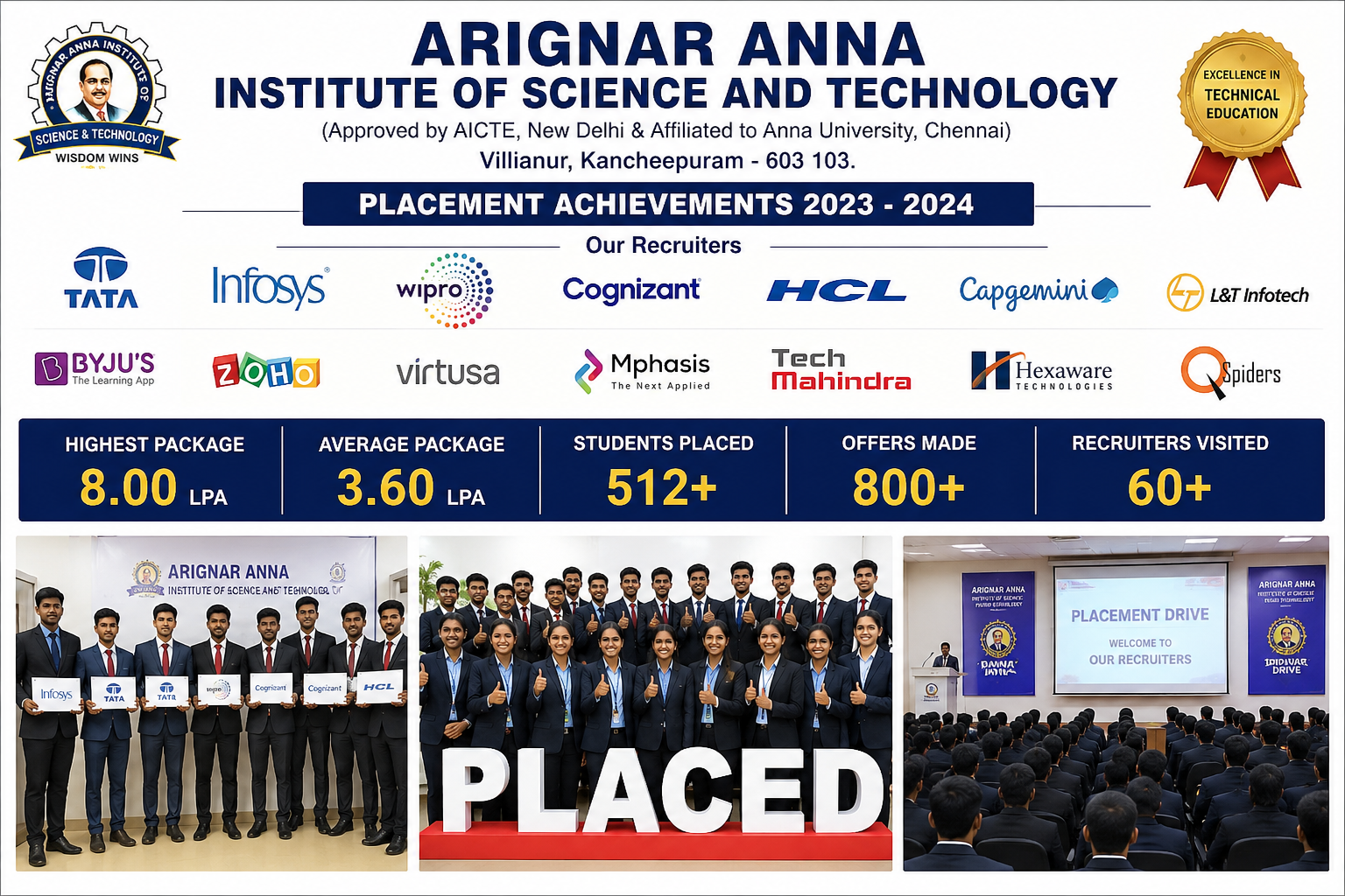 Arignar Anna Institute of Science and Technology placement image