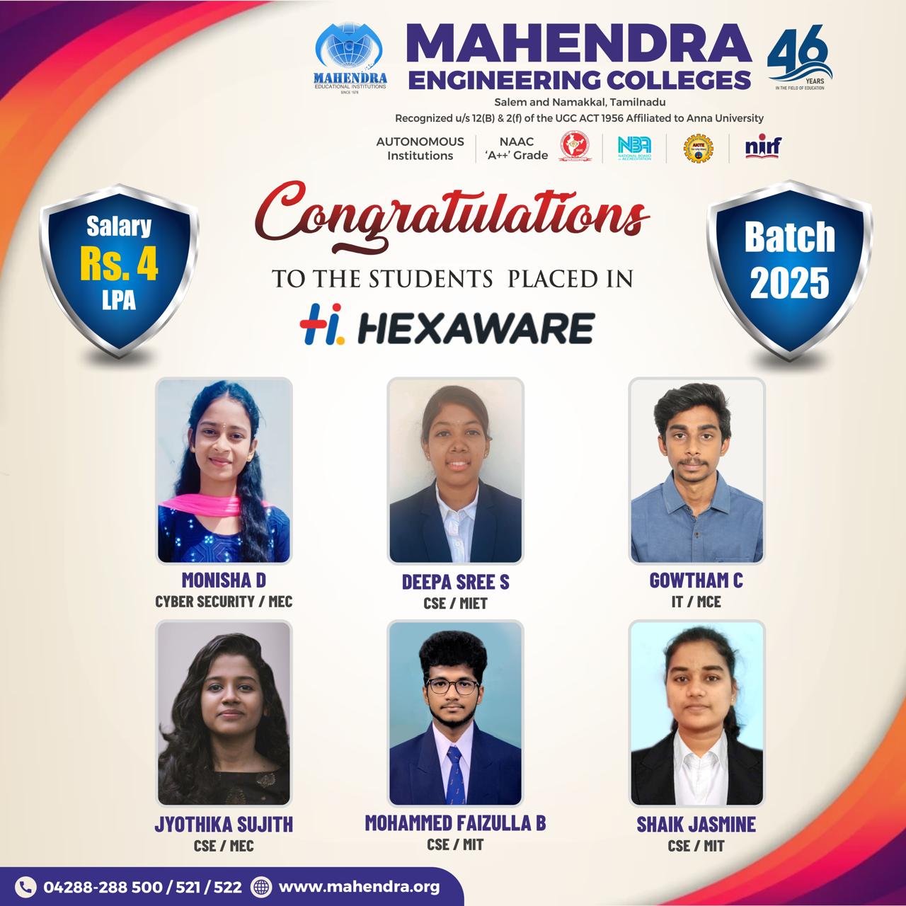 Mahendra College of Engineering placement image 2