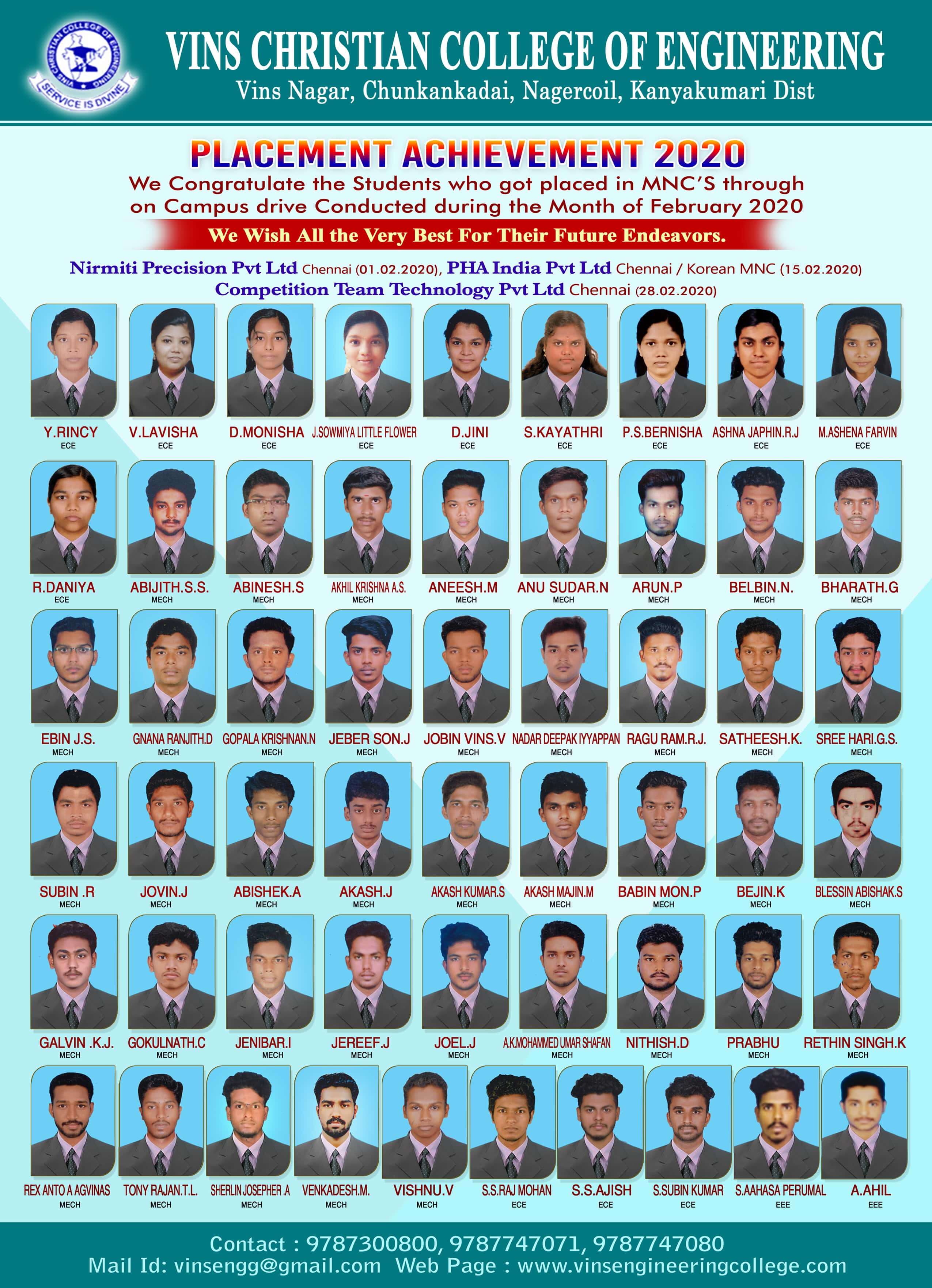 Vins Christian College of Engineering placement image 1